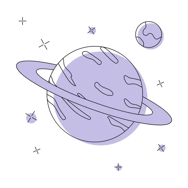 Saturn Icon Isolated White Background Flat Vector Illustration —  Vetores de Stock