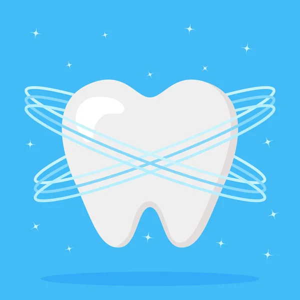 Υγιές δόντι. Προστατευτική δίνη γύρω από το δόντι. Στοματική υγιεινή. Επίπεδη διανυσματική απεικόνιση — Διανυσματικό Αρχείο