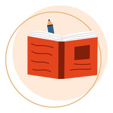 Beyaz arkaplanda izole edilmiş defter, kitap ve kalem