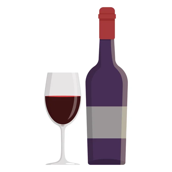 Flaska vin och glas isolerade på vit bakgrund. — Stock vektor