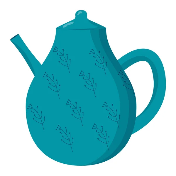 Ceramic kitchenware. Cute handmade ceramic teapot. Kitchen tools, pottery. Flat vector illustration — Vettoriale Stock