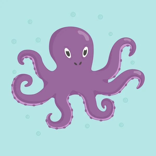 Cute octopus character. Underwater world. Flat vector illustration — Stock Vector