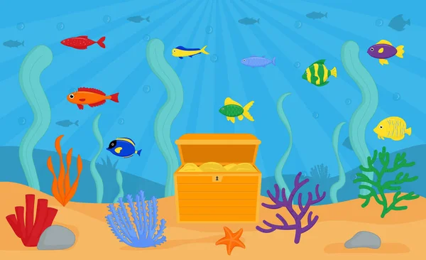 Aquarium algues motif sans couture. Plantes marines, algues marines — Image vectorielle