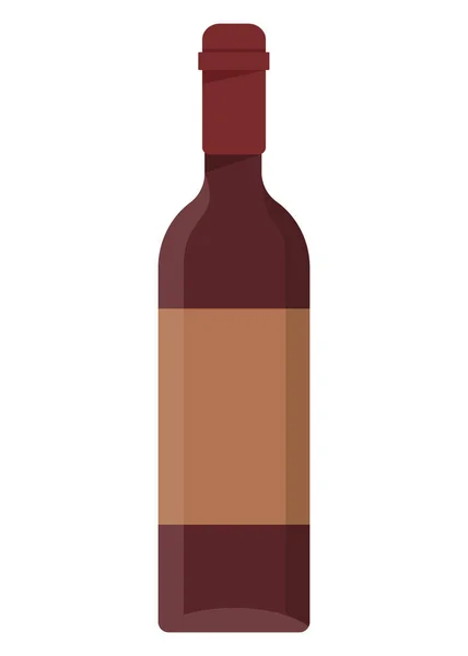 Botella de vino aislada sobre fondo blanco. Ilustración vectorial plana — Vector de stock