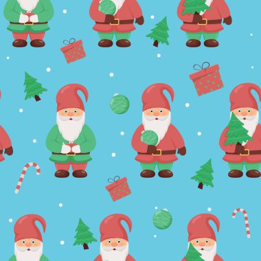 Küçük sevimli cüceler kusursuz desen. Noel ve Yeni Yıl karakteri.