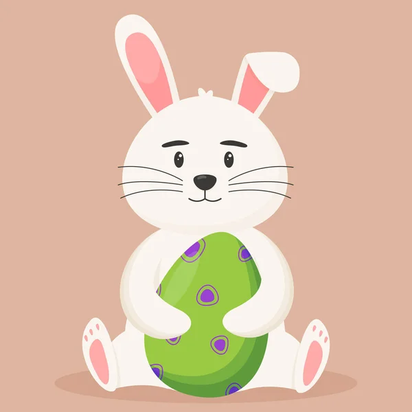 Cute Easter Bunny Easter Egg Its Paws Easter Concept — Stock Vector