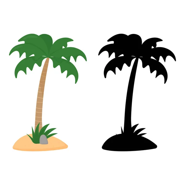 Palm träd isolerad på vit bakgrund. Platt vektor illustration — Stock vektor