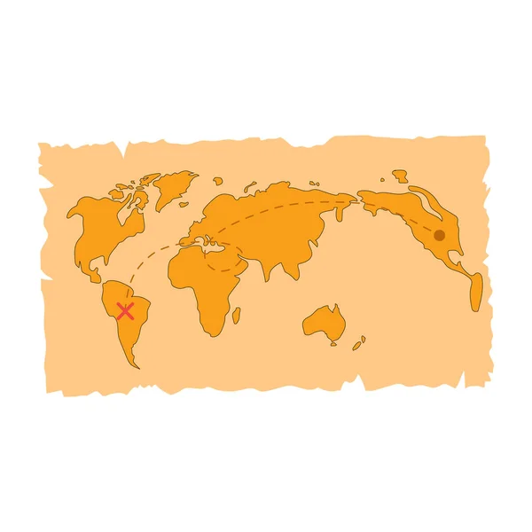 Mapa pokladu izolovaná na bílém pozadí. Pirátská mapa — Stockový vektor
