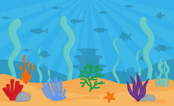 Patrón sin costura de algas de acuario. Plantas marinas, algas marinas — Vector de stock