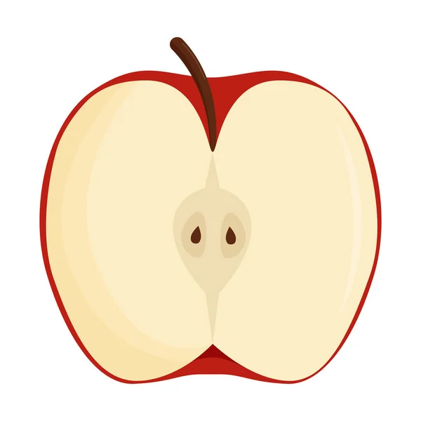 一半的红苹果被白色的背景隔离 平面矢量图解 — 图库矢量图片