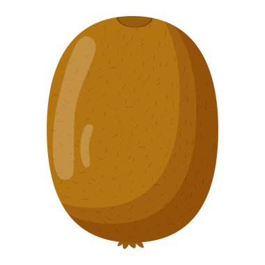 Beyaz arka planda yeşil yapraklı bir kivi. Düz vektör illüstrasyonu