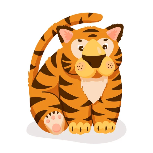 Słodki kreskówkowy tygrys. Pluszowy tygrys. Rok tygrysa. Ilustracja wektora. — Wektor stockowy