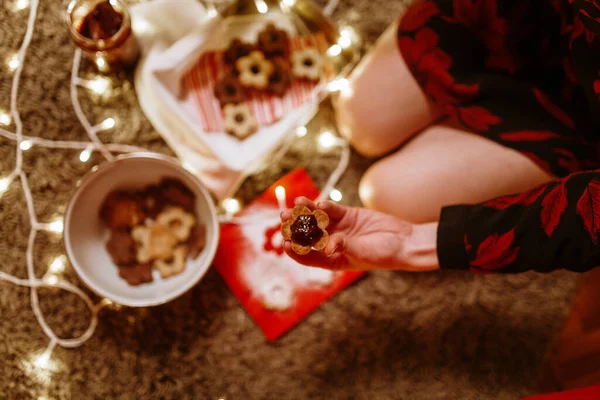 Decoração Natal Chão Com Biscoitos — Fotografia de Stock