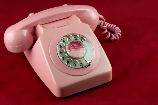 Pink Vintage Telephone Mottled Red Table Cover — Stock fotografie