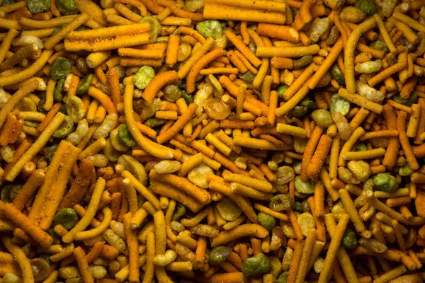 Spicy Bombay Mix Crocante Snack Close Vista Para Fundo — Fotografia de Stock