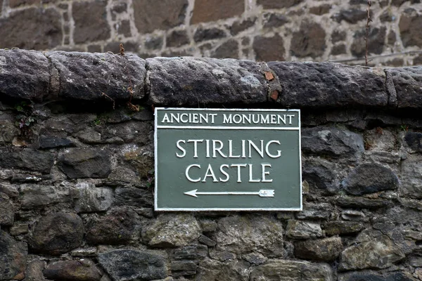 Direction Sign Stirling Castle Town Stirling Scotland — Stock Photo, Image