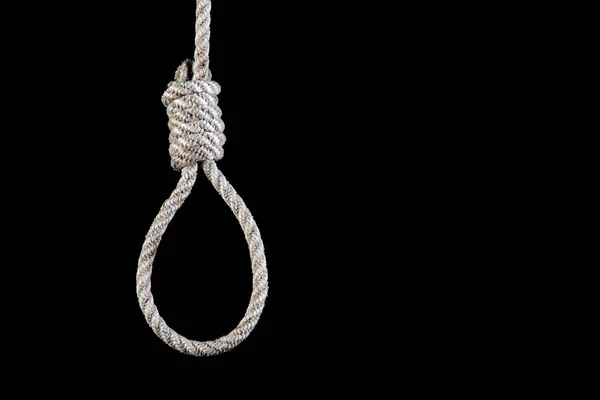 Hangmans Noose Rope Isolated Black Background — 스톡 사진