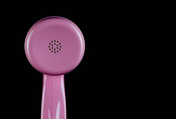 Pink Telephone Receiver Earpiece Section Isolated Black Background — Stock fotografie