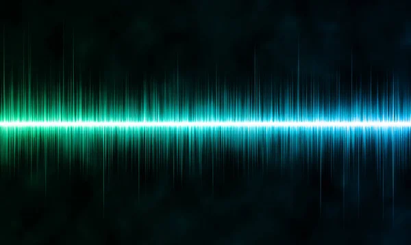 Blue and green digital sound wave on dark background