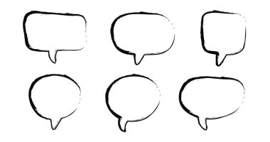 Konuşma baloncukları doğrusal fırça vektörü seti. Pencere simgeleri. 