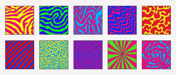 Set Cool Trendy 90S Patterns Vector Design Colorful Bright Backgrounds — Stock Vector