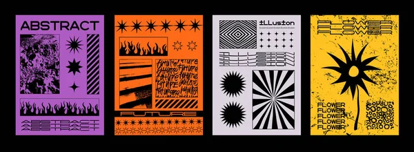 Minimalist Soyut Posterler Asılmış Serin Geometrik Şekilleri Elementleri Olan Sviçre — Stok Vektör