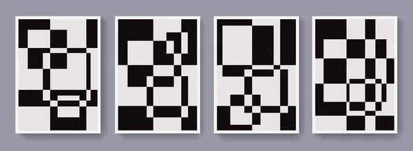 幾何学的なバウハウスポスターのセット モノクロームアブストラクト幾何学的背景コレクション クールなトレンディな形状組成物 — ストックベクタ