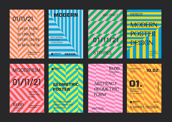 2009 Set Minimal Stripped Geometric Patter Covers Abstract Swiss Design — 스톡 벡터