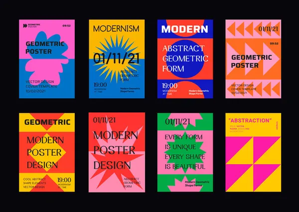 Moderní Abstraktní Geometrické Plakáty Cool Swiss Design Covers — Stockový vektor