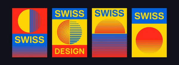 Zestaw Plakatów Szwajcarskiego Designu Geometryczne Kształty Wzór Wektora Projektu Nowoczesny — Wektor stockowy
