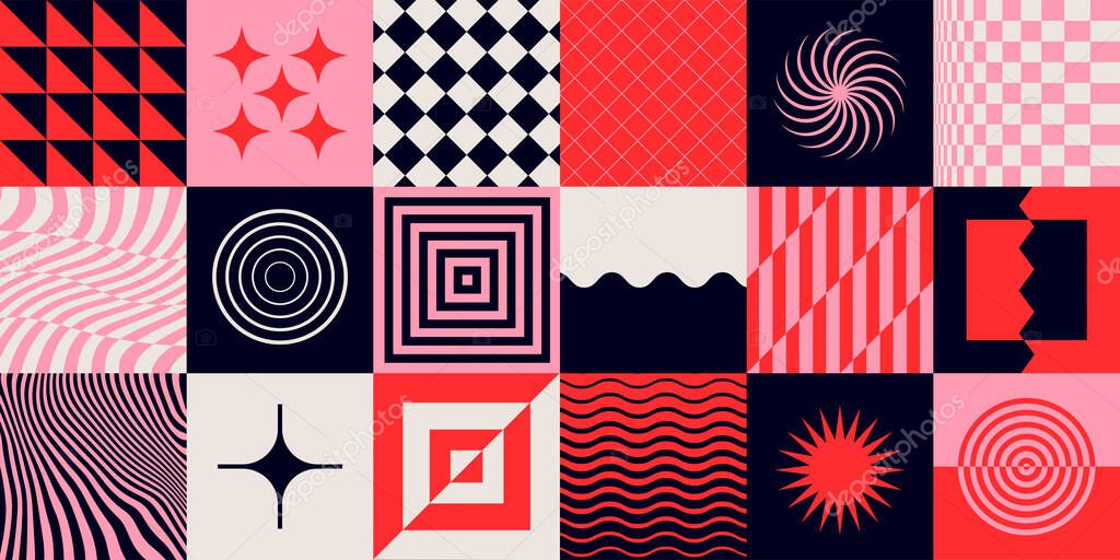 Abstract Geometric Bauhaus Background. Postmodern artwork vector design. 