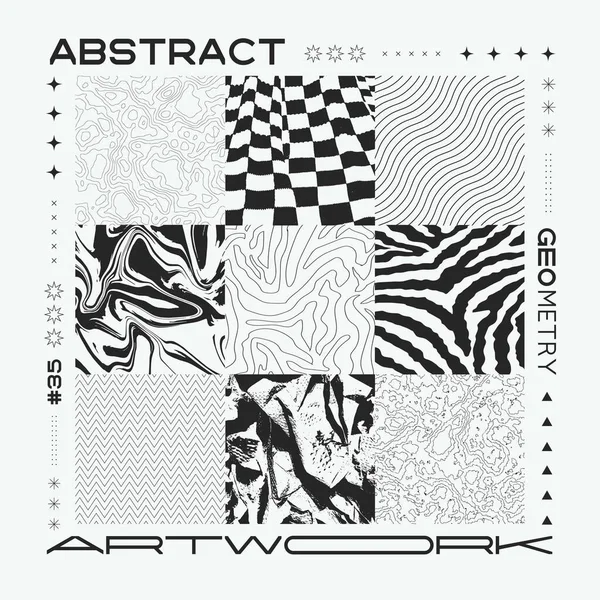 Abstract Geometric Distress Textures Vector Design Inglês Cool Artstic Textured — Vetor de Stock