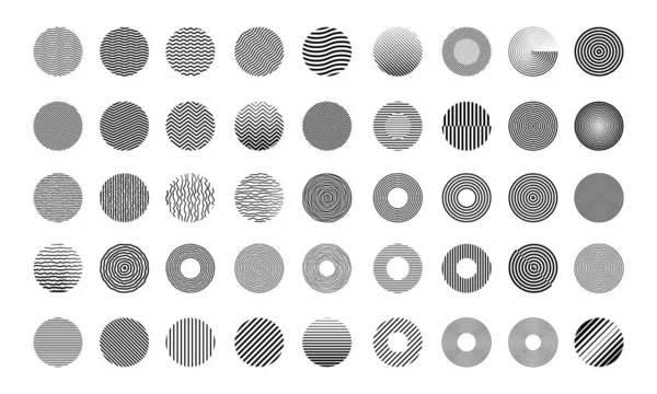 幾何学的サークル形状ベクトルデザインのセット クールラウンドグラフィック要素のコレクション — ストックベクタ