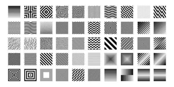 Satz Geometrischer Quadratischer Muster Sammlung Abstrakter Gestaltungselemente Memphis Graphic Vector — Stockvektor