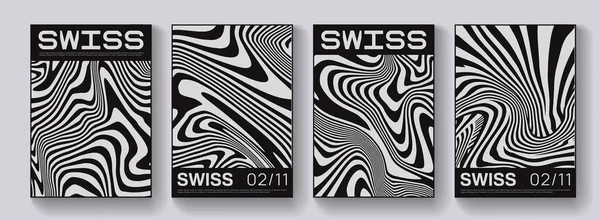 Soyut Optik Llüzyon Sanat Posterleri Sviçre Tasarımı Psikedelik Desen Vektör — Stok Vektör