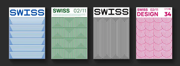 Sada Minimalistických Abstraktních Plakátů Meta Moderní Obaly Švýcarský Vzor Futuristické — Stockový vektor