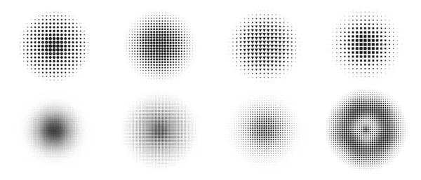 Pop Art Textures Vector Design Set Abstract Circle Dots Shapes — Stock Vector