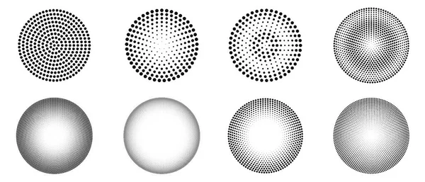 ポップアートのハーフトーン要素のベクトルセット 円点爆発パターン — ストックベクタ