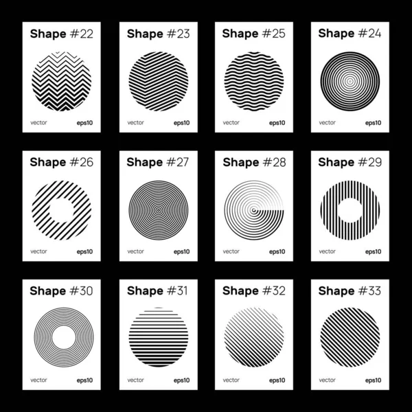 Set Von Geometrischen Kreisformen Abstrakte Geometrie Grafische Gestaltungselemente Schweizer Designplakatsammlung — Stockvektor