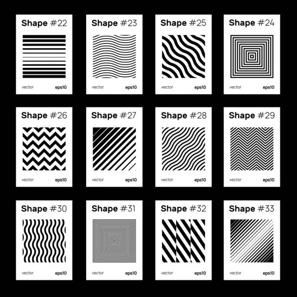 幾何学的ポスターベクトルデザインのセット 正方形の形のコレクション スイスのデザイン要素 — ストックベクタ