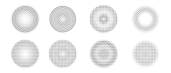 キラキラ円の形をしたコレクション トゥインクルラウンドシェイプ Halftone Effect Vector Design — ストックベクタ