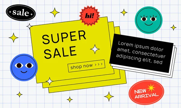 Coole Trendy Super Sale Promo Banner Hipster Style Abstrakte Moderne — Stockvektor