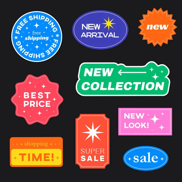 Aufkleberset Retro Design Coole Etikettenabzeichen Für Den Verkauf Trendy Free — Stockvektor
