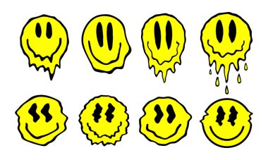 Cool Drippy Smile Vector Illustration. Acid Trip Colorful Artwork. Trendy Rave Graphics.  clipart