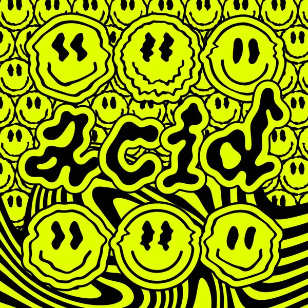 Cool Acid Smile Abstrakt Illustration Vaporwave Futuristisk Estetik Trendig Rave — Stock vektor