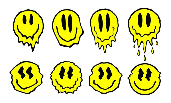 Cool Drippy Smile Vector Illustration Acid Trip Colorful Artwork Trendy — Stock Vector