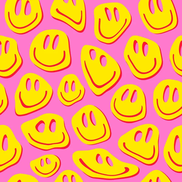 Cool Trendy Groovy Smile Seamless Pattern Funky Positive Background Y2K Royalty Free Stock Illustrations