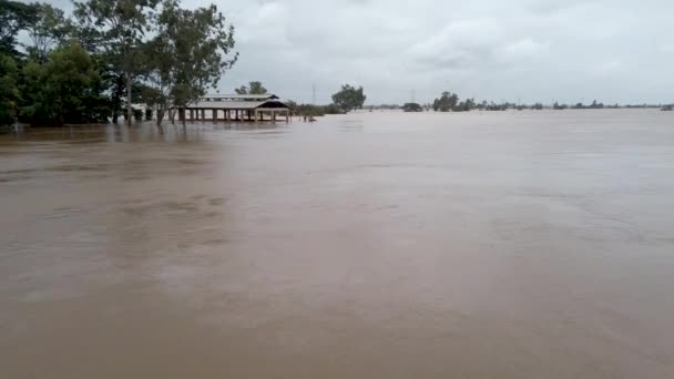 Kolhapur India Juli 2021 Zicht Overstroomd Gebied Panchganga Rivier Ichalkaranji — Stockvideo