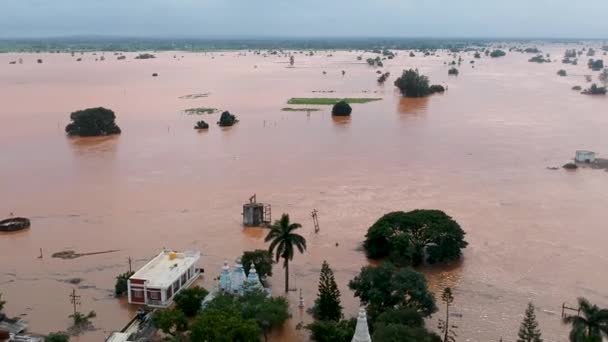 Kolhapur India Juli 2021 Een Luchtfoto Van Het Overstroomde Gebied — Stockvideo