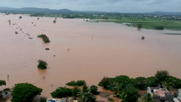 Kolhapur India Juli 2021 Een Luchtfoto Van Het Overstroomde Gebied — Stockvideo